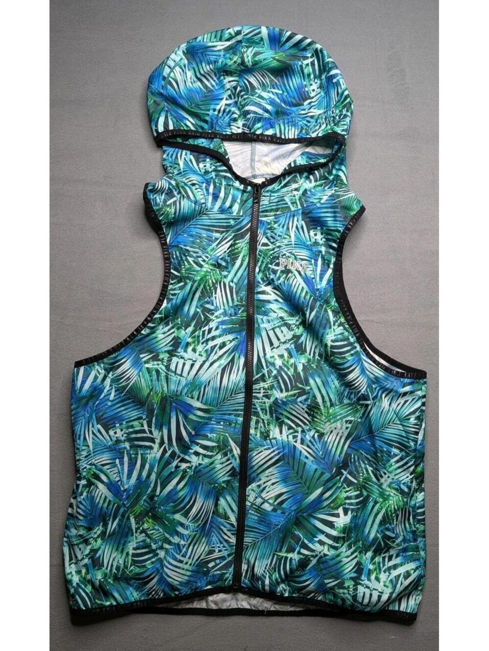 PINK Victoria's Secret Jacket Teen M/L Tropical Hooded Windbreaker Vest